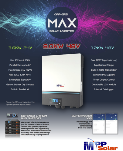 Inversor Axpert Max con o sin batería  7,2-8kW