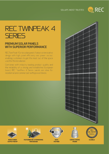 Panel solar REC monocristalino PERC 360 a 370 W TwinPeak4S Nueva gama!