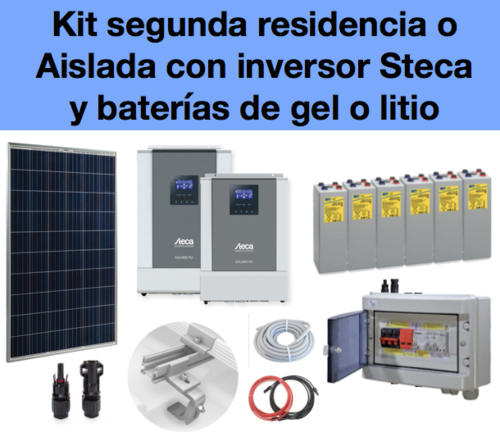 Kit solar segunda vivienda inversor Steca y baterías Eixide