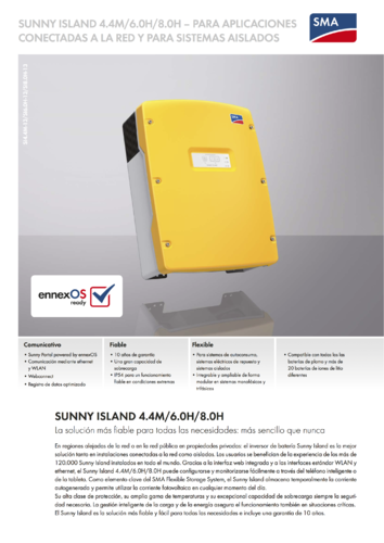 Inversor SMA Sunny Island versión H13 4.0 a 8.0 para baterías 48V