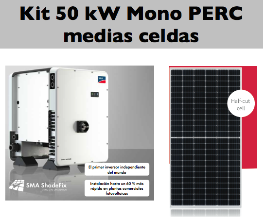 Kit Autoconsumo 50 kW SMA Core1 con ShadeFix placas medias celdas