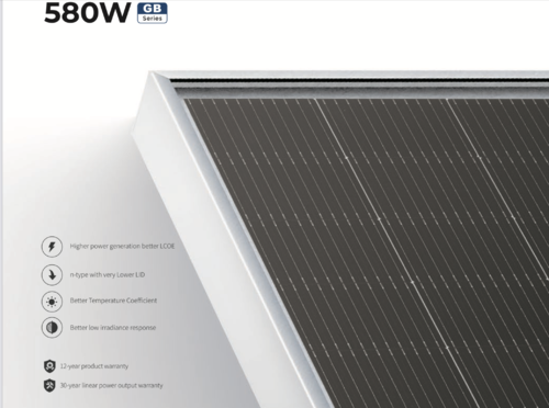 Ja Solar PV module TopCon bifacial glass glass 550-580W