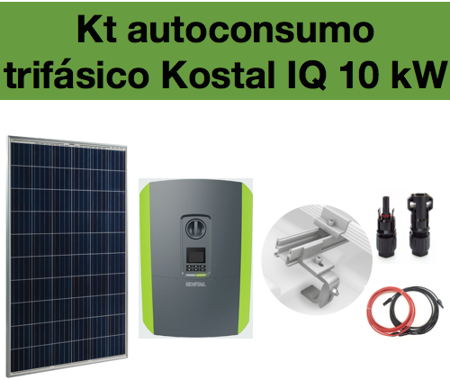 Kit Autoconsumo trifásico 10 kW Kostal IQ con gestión de sombras