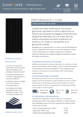 Panel solar Sun Power Performance P3 400-420W