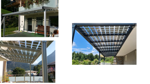 Pérgola Solar Lea Alta estética y extras con paneles semitransparentes