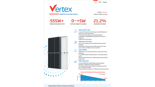 Panel monocristalino Trina Solar serie Vertex 530-555W. Nuevo!!