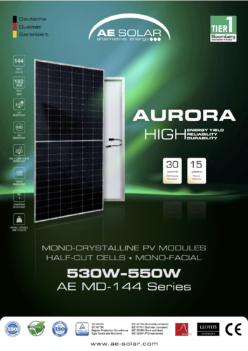 Panel AE Solar monocristalino PERC  550W